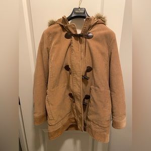 Brooks Brothers Women's Khaki Corduroy Duffle Coat Size 12